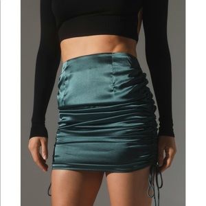 Urban Outfitters Samantha Satin Cinched Mini Skirt